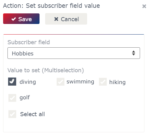 Action: Set subscriber field value