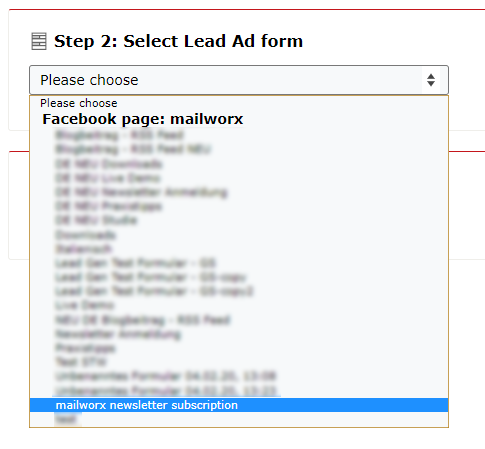 Select ad form