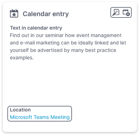 Dashboard - Calendar entry